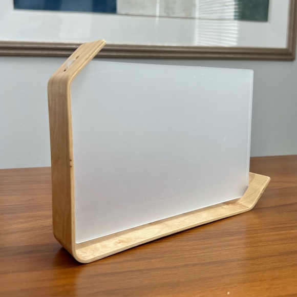 One Modern Curved Natural Wood Frame with Asymmetrical Design and Acrylic - Picture 8 of 11